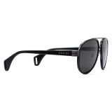 Gucci - Aviator Sunglasses - Glossy Black Acetate and Silver Metal - Gucci Eyewear