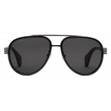 Gucci - Aviator Sunglasses - Glossy Black Acetate and Silver Metal - Gucci Eyewear