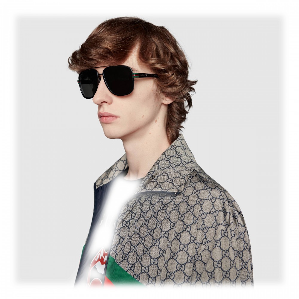 Gucci - Aviator Sunglasses - Glossy Black Acetate - Gucci Eyewear ...