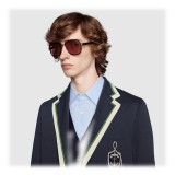 Gucci - Aviator Sunglasses - Acetate Black Glossy Green Red Web - Gucci Eyewear