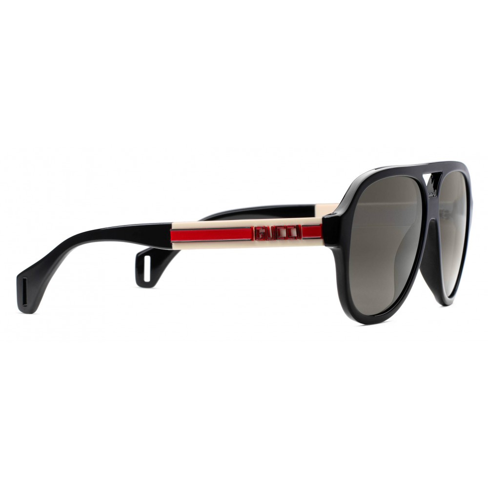 Gucci Aviator Sunglasses With Ribbon Gucci Polished Black Acetate Gucci Eyewear Avvenice 