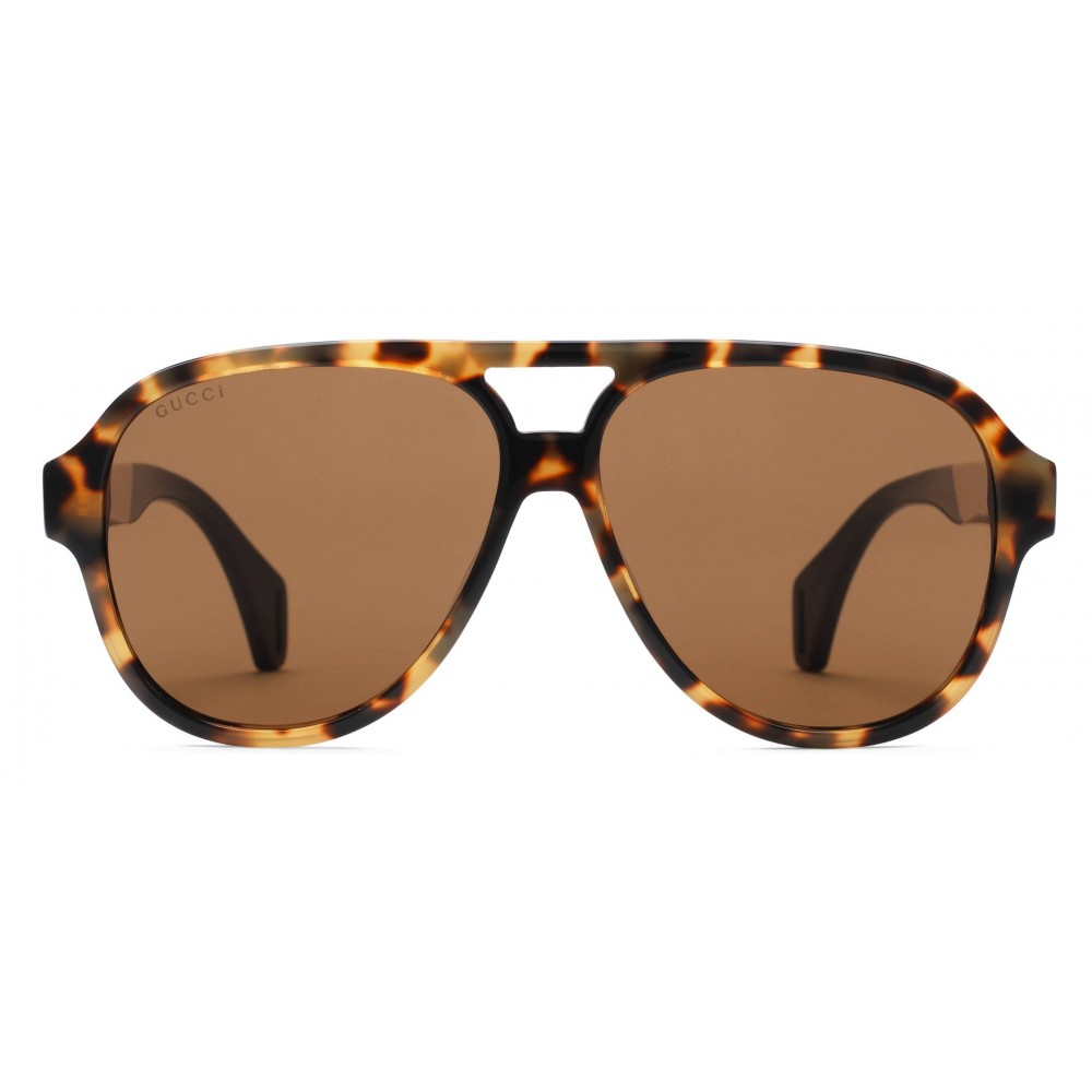 Gucci - Aviator Sunglasses with Ribbon Gucci - Light Turtle Acetate ...