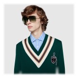 Gucci - Navigator Sunglasses with Double G - Dark Turtle Acetate and Gold Metal - Gucci Eyewear