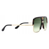 Gucci - Navigator Sunglasses with Double G - Dark Turtle Acetate and Gold Metal - Gucci Eyewear