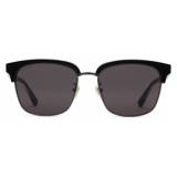 Gucci - Rectangular Metal Sunglasses - Glossy Black and Black Acetate Frame - Gucci Eyewear