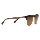 Gucci - Rectangular Metal Sunglasses - Shiny Gold and Dark Turtle Acetate - Gucci Eyewear