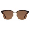 Gucci - Rectangular Metal Sunglasses - Shiny Gold and Dark Turtle Acetate - Gucci Eyewear