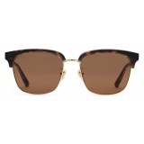 Gucci - Rectangular Metal Sunglasses - Shiny Gold and Dark Turtle Acetate - Gucci Eyewear