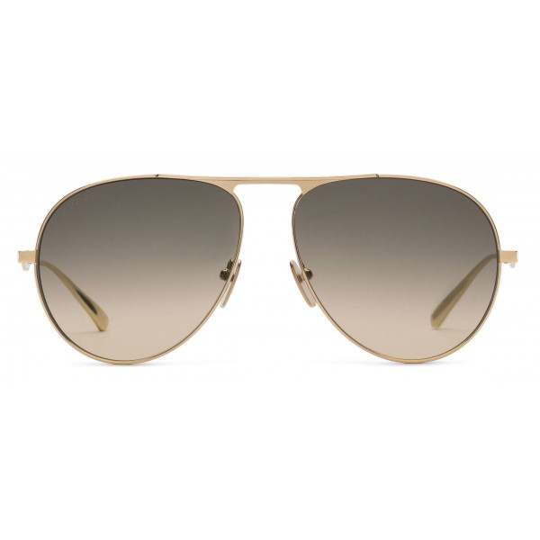 Gucci - Aviator Sunglasses in Metal - Gold Coloured Shaded Brown Lenses - Gucci Eyewear