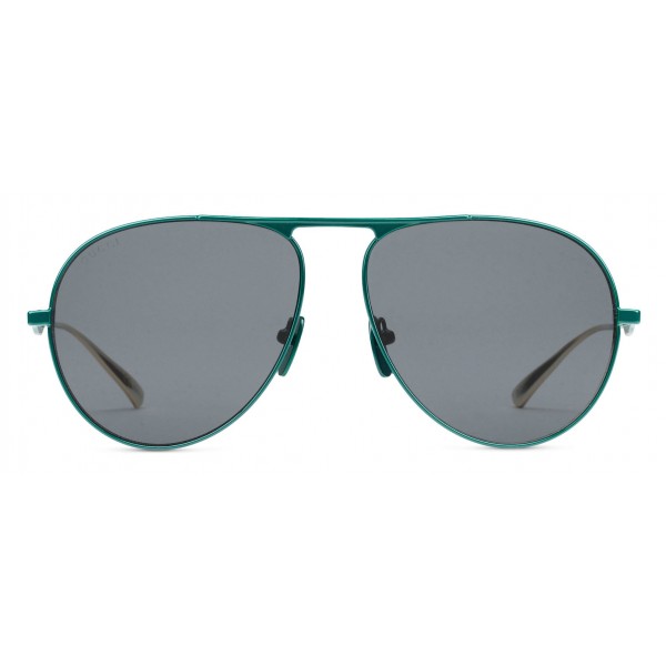 Gucci - Occhiali da Sole Aviator in Metallo - Color Petrolio - Gucci Eyewear