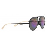 Gucci - Rectangular Metal Sunglasses - Black Metal with Rainbow Tiger - Gucci Eyewear