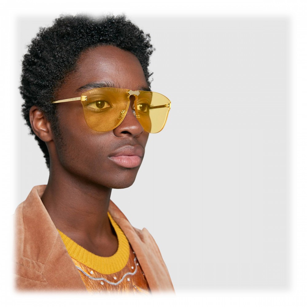 Gucci - Occhiali da Sole Aviator Senza Montatura - Oro Lenti Gialle - Gucci  Eyewear - Avvenice