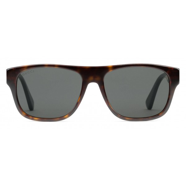 Gucci - Rectangular Acetate Sunglasses - Dark Turtle - Gucci Eyewear