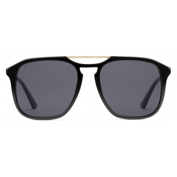 Gucci - Acetate Square Sunglasses - Black with Gold Color Detail - Gucci Eyewear