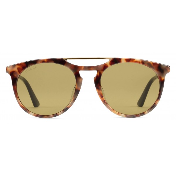 Gucci - Occhiali da Sole Rotondi in Acetato - Acetato Nero Lenti Gialle -  Gucci Eyewear - Avvenice