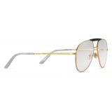 Gucci - Aviator Metal Glasses - Gold coloured with Black Acetate Bridge - Gucci Eyewear