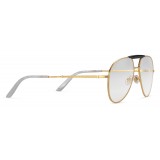 Gucci - Occhiali Aviator in Metallo - Color Oro con Ponte in Acetato Nero - Gucci Eyewear