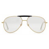 Gucci - Occhiali Aviator in Metallo - Color Oro con Ponte in Acetato Nero - Gucci Eyewear