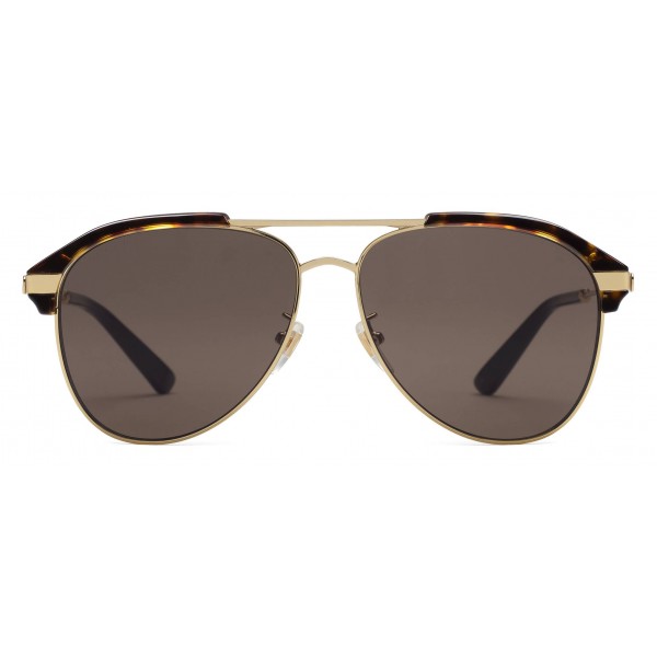 Gucci - Optimally Fit Metal Aviator Sunglasses - Dark Turtle Gold and ...