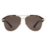 Gucci - Occhiali da sole Aviator in Metallo dalla Vestibilità Ottimale - Oro e Acetato Tartarugato Scuro - Gucci Eyewear