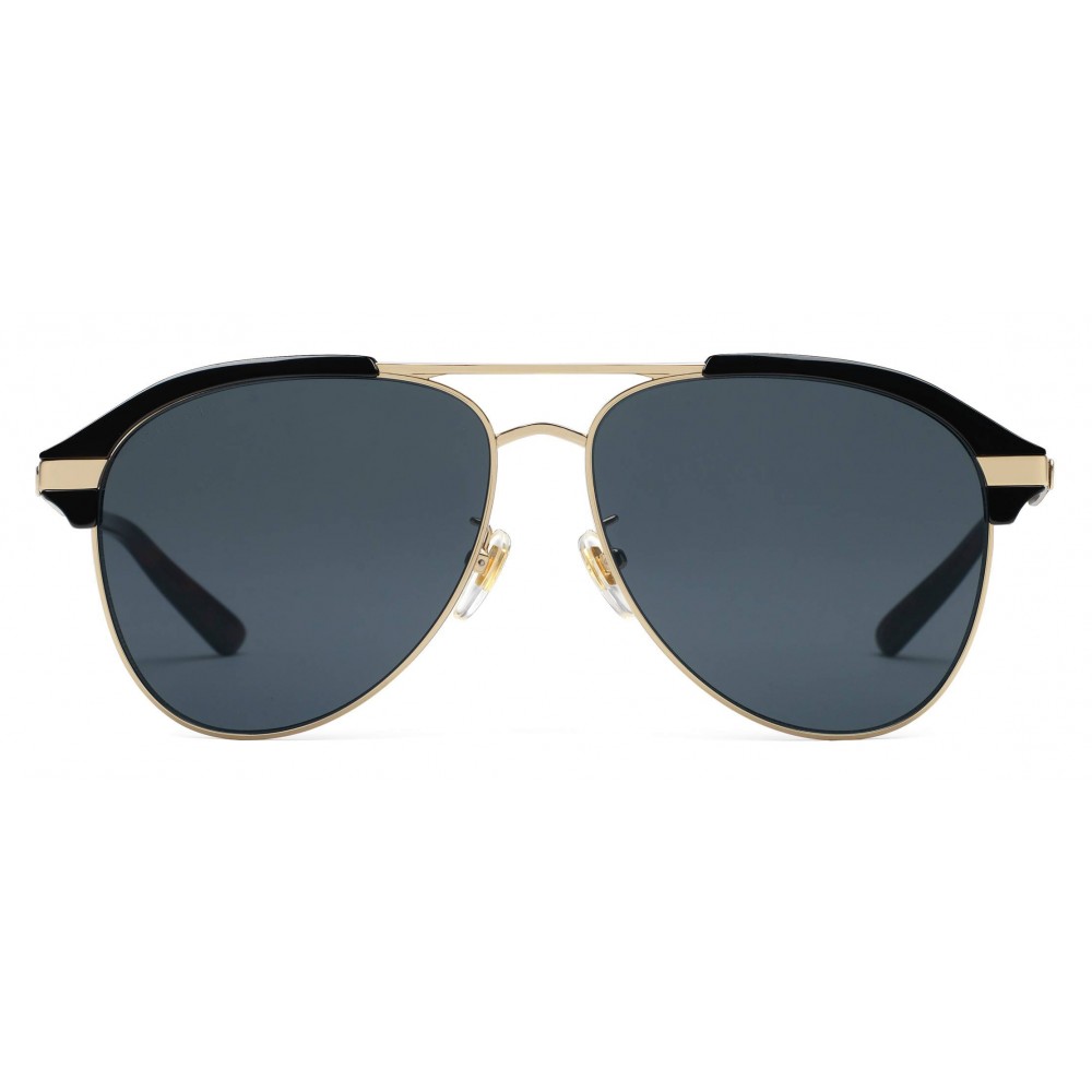 Gucci - Optimal Fit Metal Aviator Sunglasses - Gold Grey Lenses - Gucci