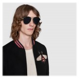 Gucci - Occhiali da sole Aviator in Metallo dalla Vestibilità Ottimale - Oro Lenti Grigie - Gucci Eyewear