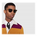 Gucci - Square Metal Sunglasses - Gold and Black Acetate - Gucci Eyewear