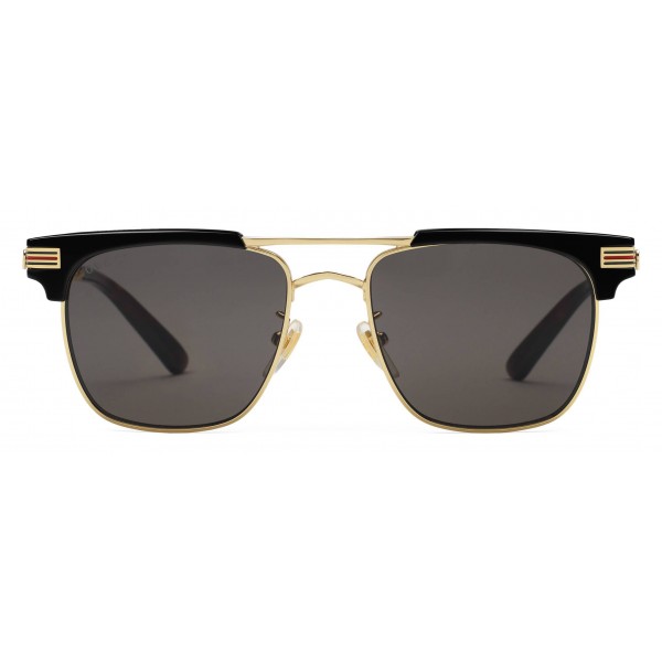 Gucci - Occhiali da Sole Quadrati in Metallo - Oro e Acetato Nero - Gucci Eyewear