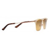 Gucci - Occhiali da Sole Quadrati in Metallo - Oro e Corno Chiaro - Gucci Eyewear