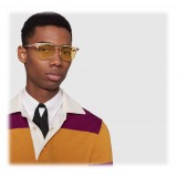Gucci - Square Metal Sunglasses - Gold and Light Horn - Gucci Eyewear