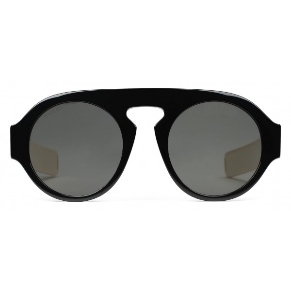 Gucci - Occhiali da Sole Rotondi in Acetato - Acetato Nero Lenti Gialle -  Gucci Eyewear - Avvenice