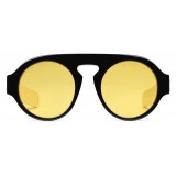 Gucci - Occhiali da Sole Rotondi in Acetato - Acetato Nero Lenti Gialle - Gucci Eyewear