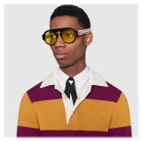 Gucci - Occhiali da Sole Rotondi in Acetato - Acetato Nero Lenti Gialle - Gucci Eyewear