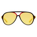 Gucci - Occhiali da Sole Aviator in Acetato Multilayer - Multilayer Nero Rosso Verde e Giallo - Gucci Eyewear