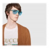 Gucci - Occhiali da Sole Rettangolari in Acetato - Acetato Blu Trasparente  - Gucci Eyewear