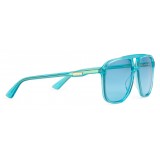 Gucci - Occhiali da Sole Rettangolari in Acetato - Acetato Blu Trasparente  - Gucci Eyewear