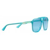 Gucci - Rectangular Acetate Sunglasses - Transparent Blue Acetate - Gucci Eyewear