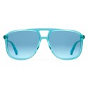 Gucci - Rectangular Acetate Sunglasses - Transparent Blue Acetate - Gucci Eyewear