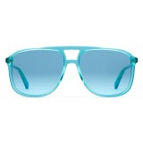 Gucci - Rectangular Acetate Sunglasses - Transparent Blue Acetate - Gucci Eyewear