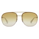 Gucci - Squared Metal Sunglasses - Gold with Pink and White Toe - Gucci Eyewear