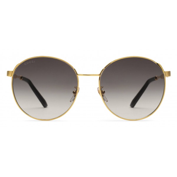 Gucci - Round Metal Sunglasses with Optimal Fit - Gold with Web Detail - Gucci Eyewear