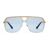 Gucci - Occhiali da Sole Rettangolari in Metallo - Giallo Lenti Verdi - Gucci Eyewear