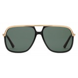 Gucci - Occhiali da Sole Rettangolari in Metallo - Metallo Nero Lenti Verdi - Gucci Eyewear