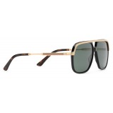 Gucci - Rectangular Metal Sunglasses - Black Metal Green Lenses - Gucci Eyewear