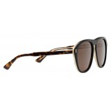 Gucci - Occhiali da Sole Aviator in Acetato - Acetato Nero Lenti Marroni - Gucci Eyewear