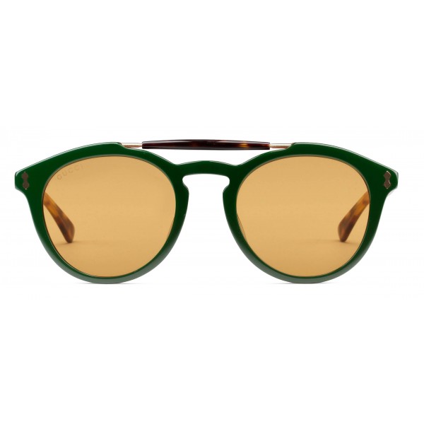 Gucci - Occhiali da Sole Rotondi in Acetato - Verde in Acetato Tartarugato - Gucci Eyewear