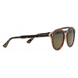 Gucci - Occhiali da Sole Rotondi in Acetato - Acetato Tartarugato con Dettaglio Corno Chiaro - Gucci Eyewear