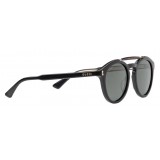 Gucci - Occhiali da Sole Rotondi in Acetato - Acetato Nero con Dettaglio Tartarugato - Gucci Eyewear