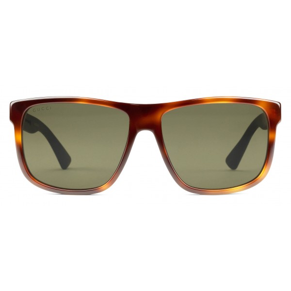 Gucci - Acetate Square Sunglasses - Acetate Turtle Green Lenses - Gucci Eyewear