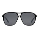 Gucci - Occhiali da Sole Aviator in Acetato dalla Vestibilità Ottimale -  Acetato Nero Lenti Grigie - Gucci Eyewear